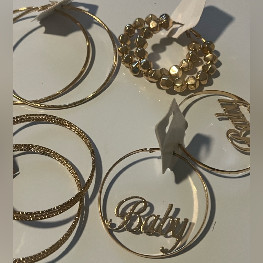 Gold Plated Hoop Earrings 4 piece Set